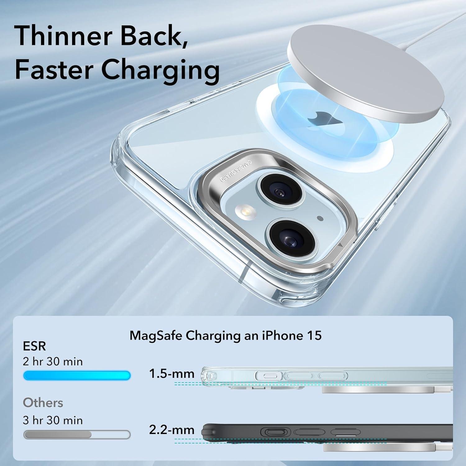 imageESR Silicone Case for iPhone 17 Pro Max Builtin Camera Stash Stand Compatible with MagSafe MilitaryGrade Drop Protection Magnetic Phone Case for iPhone 17 Pro Max Cloud Series BlackBClear Blue