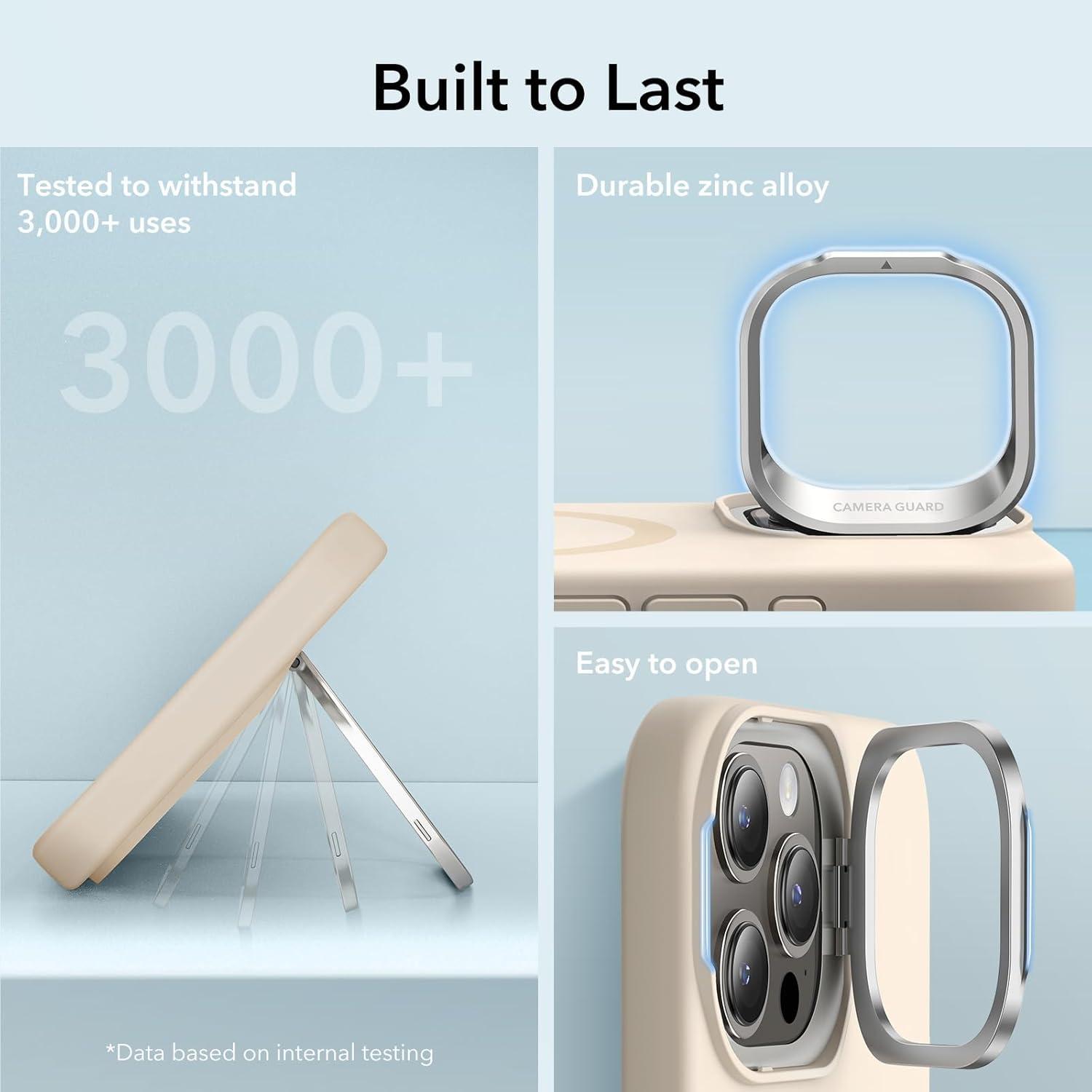 imageESR Silicone Case for iPhone 17 Pro Max Builtin Camera Stash Stand Compatible with MagSafe MilitaryGrade Drop Protection Magnetic Phone Case for iPhone 17 Pro Max Cloud Series BlackDLight Tan