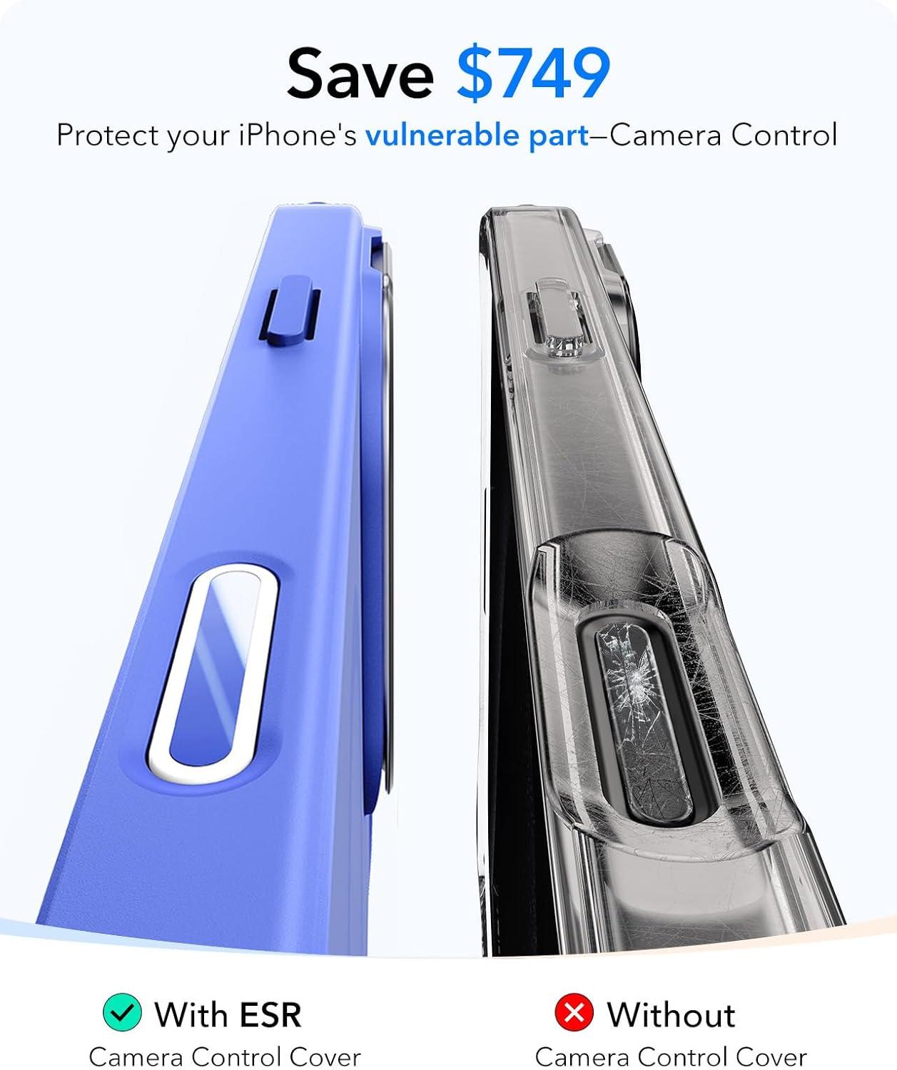 imageESR Silicone Case for iPhone 17 Pro Max Builtin Camera Stash Stand Compatible with MagSafe MilitaryGrade Drop Protection Magnetic Phone Case for iPhone 17 Pro Max Cloud Series BlackBClear Blue