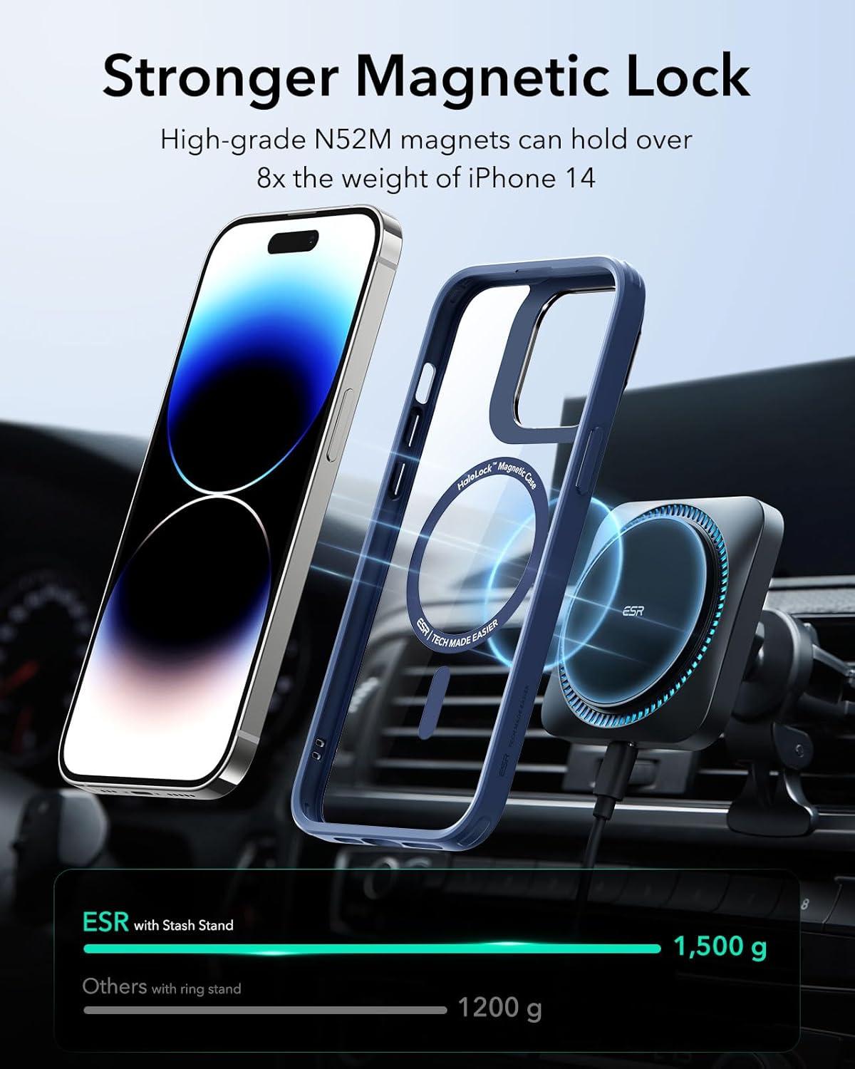 imageESR Silicone Case for iPhone 17 Pro Max Builtin Camera Stash Stand Compatible with MagSafe MilitaryGrade Drop Protection Magnetic Phone Case for iPhone 17 Pro Max Cloud Series BlackBClear Blue