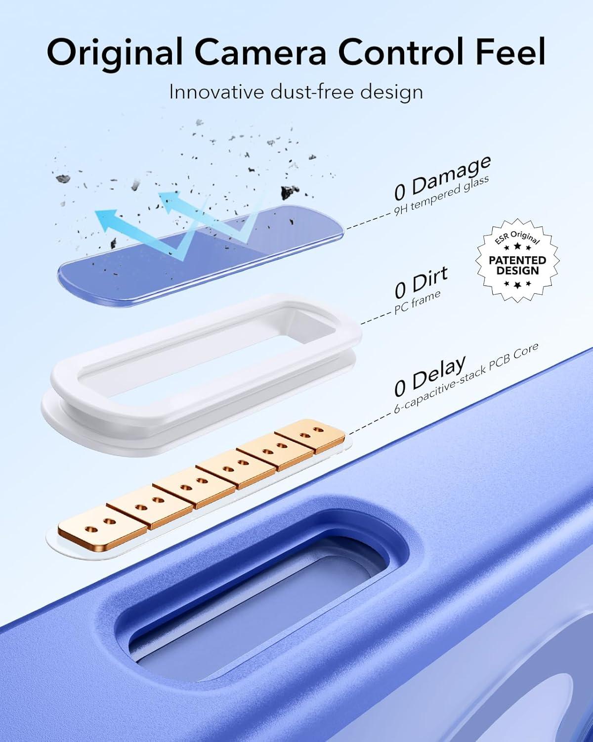 imageESR Silicone Case for iPhone 17 Pro Max Builtin Camera Stash Stand Compatible with MagSafe MilitaryGrade Drop Protection Magnetic Phone Case for iPhone 17 Pro Max Cloud Series BlackBClear Blue