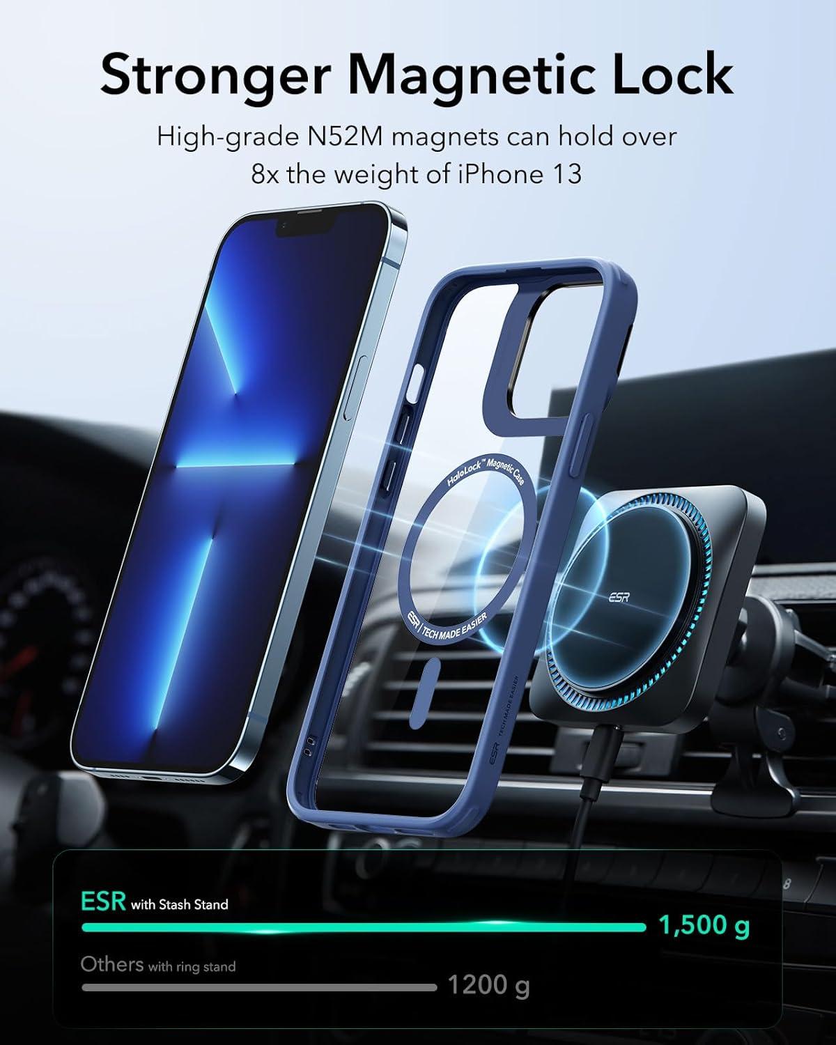 imageESR Silicone Case for iPhone 17 Pro Max Builtin Camera Stash Stand Compatible with MagSafe MilitaryGrade Drop Protection Magnetic Phone Case for iPhone 17 Pro Max Cloud Series BlackBClear Blue