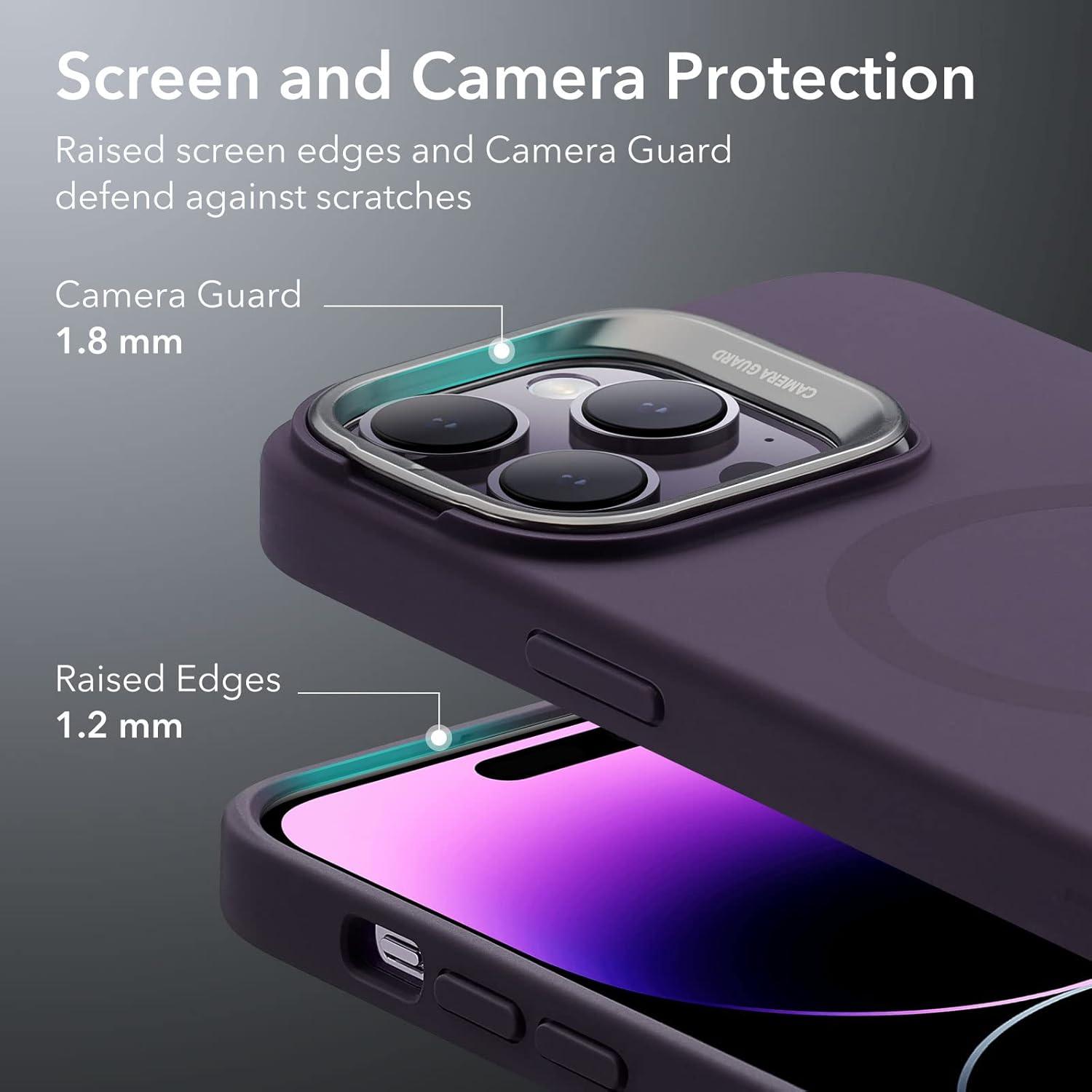 imageESR Silicone Case for iPhone 17 Pro Max Builtin Camera Stash Stand Compatible with MagSafe MilitaryGrade Drop Protection Magnetic Phone Case for iPhone 17 Pro Max Cloud Series BlackDPurple