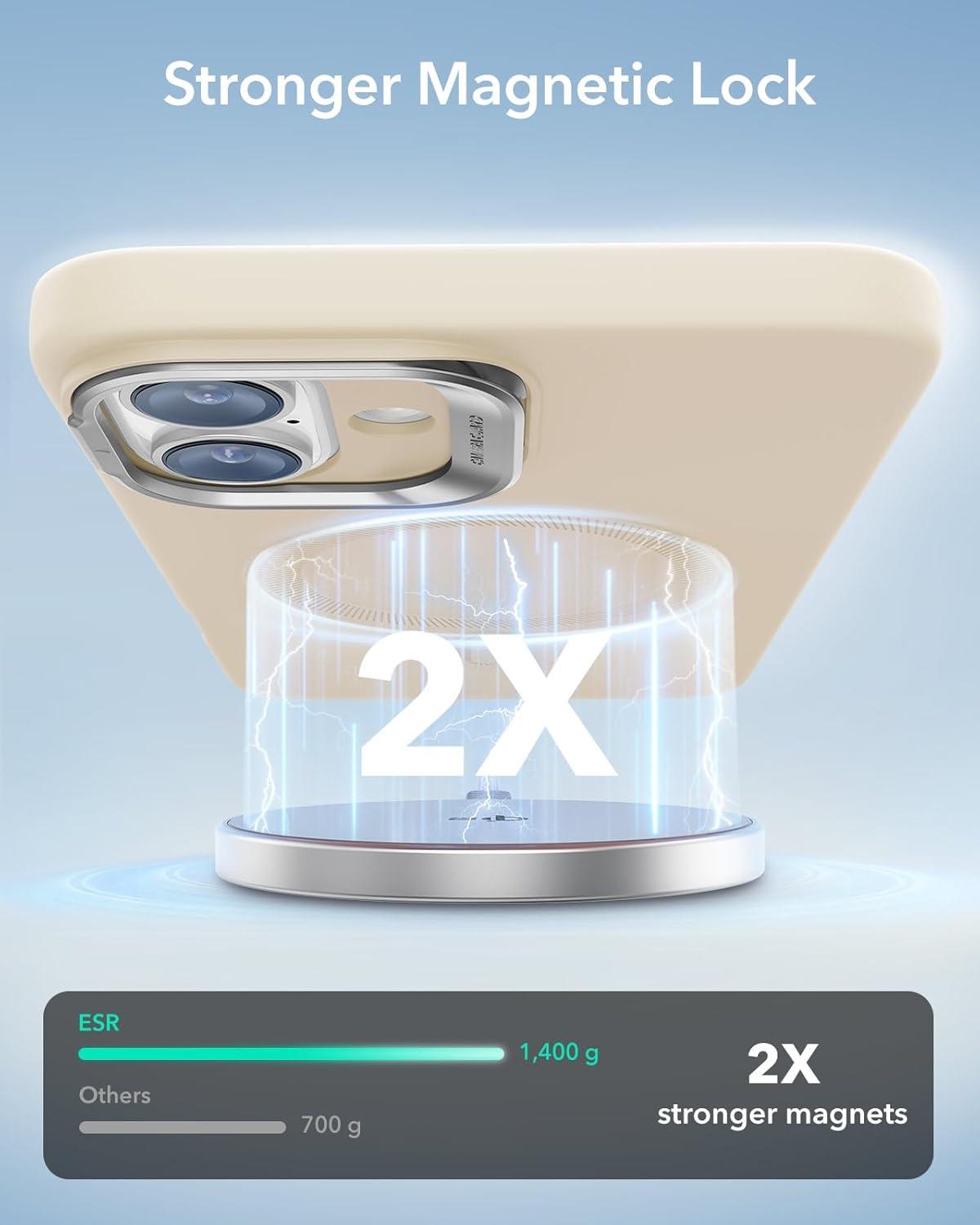 imageESR Silicone Case for iPhone 17 Pro Max Builtin Camera Stash Stand Compatible with MagSafe MilitaryGrade Drop Protection Magnetic Phone Case for iPhone 17 Pro Max Cloud Series BlackDLight Tan