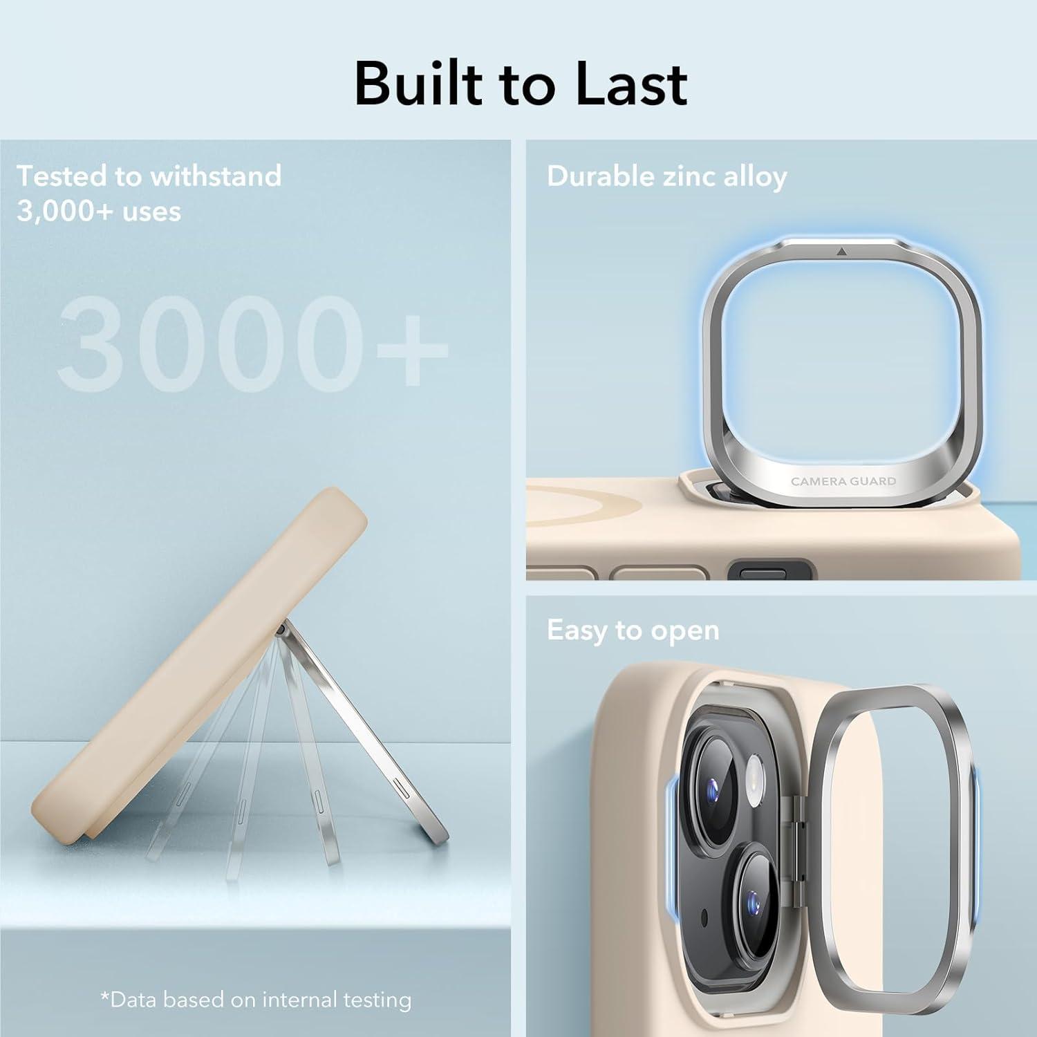 imageESR Silicone Case for iPhone 17 Pro Max Builtin Camera Stash Stand Compatible with MagSafe MilitaryGrade Drop Protection Magnetic Phone Case for iPhone 17 Pro Max Cloud Series BlackDLight Tan