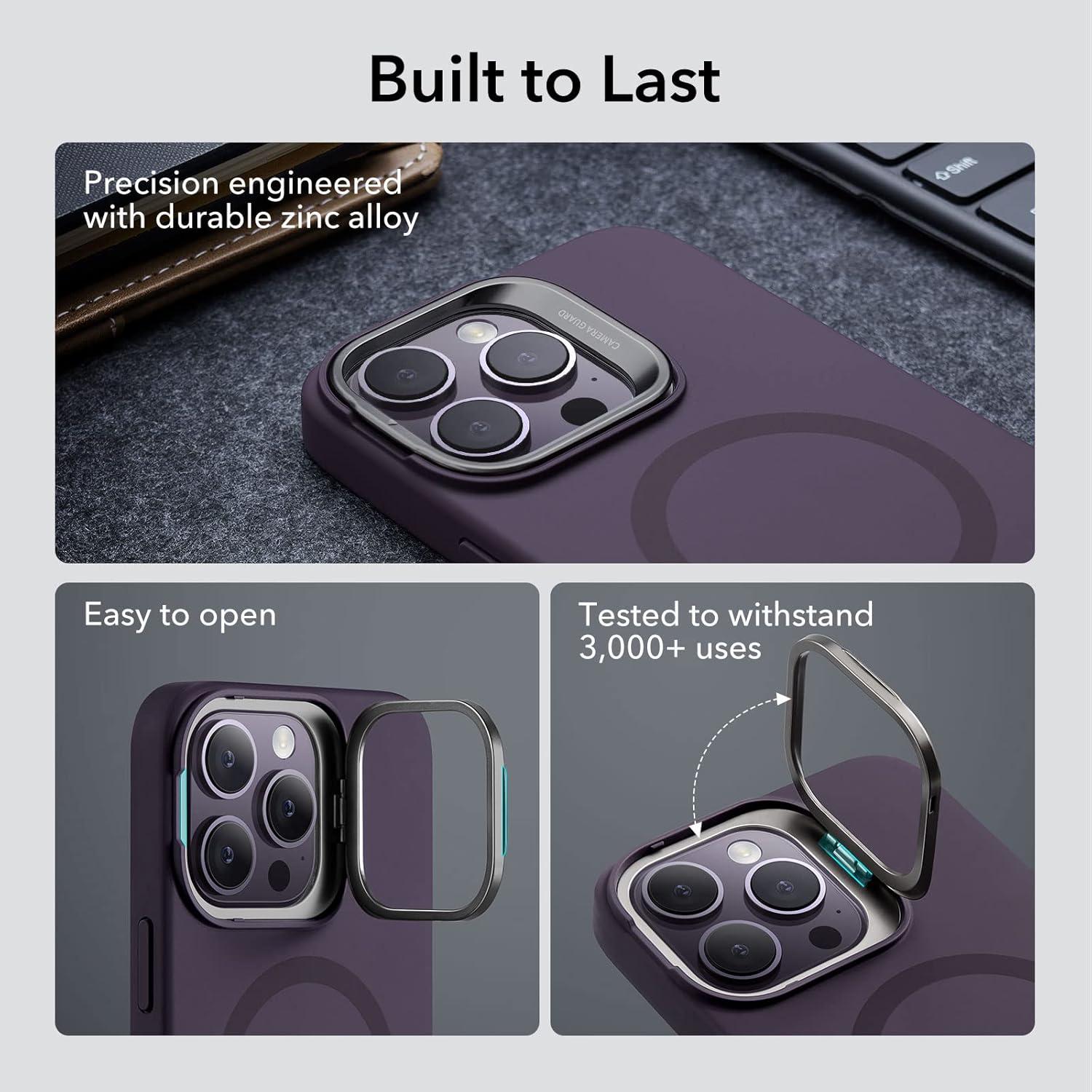 imageESR Silicone Case for iPhone 17 Pro Max Builtin Camera Stash Stand Compatible with MagSafe MilitaryGrade Drop Protection Magnetic Phone Case for iPhone 17 Pro Max Cloud Series BlackDPurple