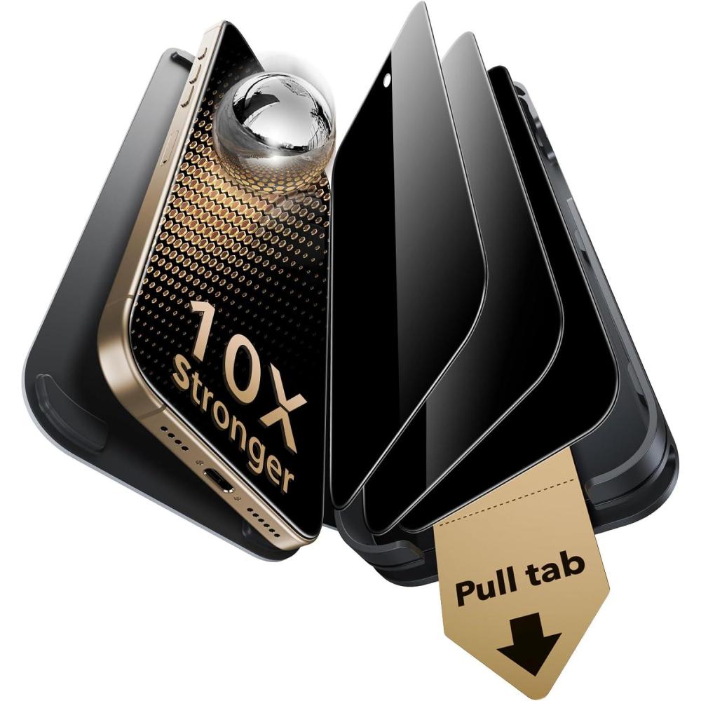 imageESR Accessory Glass by Corning 3 Pack 9H Glass for iPhone 17 Pro Max Screen Protector with AR AntiReflective Technology Military Grade Shatterproof amp Durable with UltraFit TrayPrivacy 3 Pack