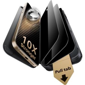 ESR Accessory Glass by Corning™ 3 Pack 9H+ Glass for iPhone 17 Pro Max Screen Protector, with AR Anti-Reflective Technology, Military Grade Shatterproof & Durable with UltraFit Tray(Privacy 3 Pack)