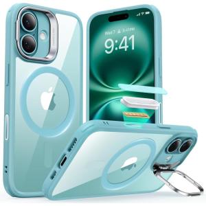 ESR Silicone Case for iPhone 17 Pro Max, Built-in Camera Stash Stand Compatible with MagSafe, Military-Grade Drop Protection Magnetic Phone Case for iPhone 17 Pro Max, Cloud Series, Black(B-Clear Green Camera Control)