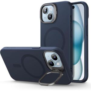 ESR Silicone Case for iPhone 17 Pro Max, Built-in Camera Stash Stand Compatible with MagSafe, Military-Grade Drop Protection Magnetic Phone Case for iPhone 17 Pro Max, Cloud Series, Black(D-Dark Blue)