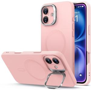 ESR Silicone Case for iPhone 17 Pro Max, Built-in Camera Stash Stand Compatible with MagSafe, Military-Grade Drop Protection Magnetic Phone Case for iPhone 17 Pro Max, Cloud Series, Black(D-Pink)
