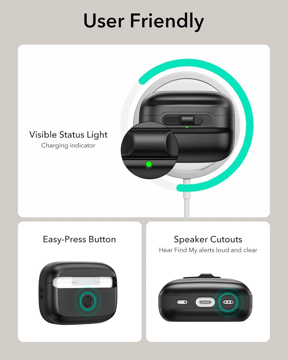 imageESR for AirPods Pro 3 Case 2025 Compatible with AirPods Pro 3 USBC Cable MagSafe Ready Magnetic Lid Lock Full Drop Protection Cover with Lanyard BlackBlack