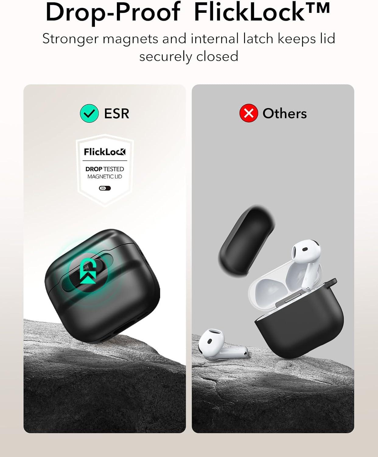 imageESR for AirPods Pro 3 Case 2025 Compatible with AirPods Pro 3 USBC Cable MagSafe Ready Magnetic Lid Lock Full Drop Protection Cover with Lanyard BlackBlack