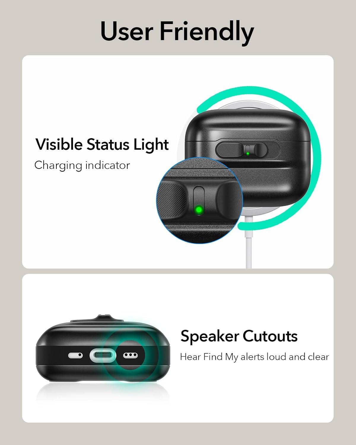 imageESR for AirPods Pro 3 Case 2025 Compatible with AirPods Pro 3 USBC Cable MagSafe Ready Magnetic Lid Lock Full Drop Protection Cover with Lanyard BlackBlack