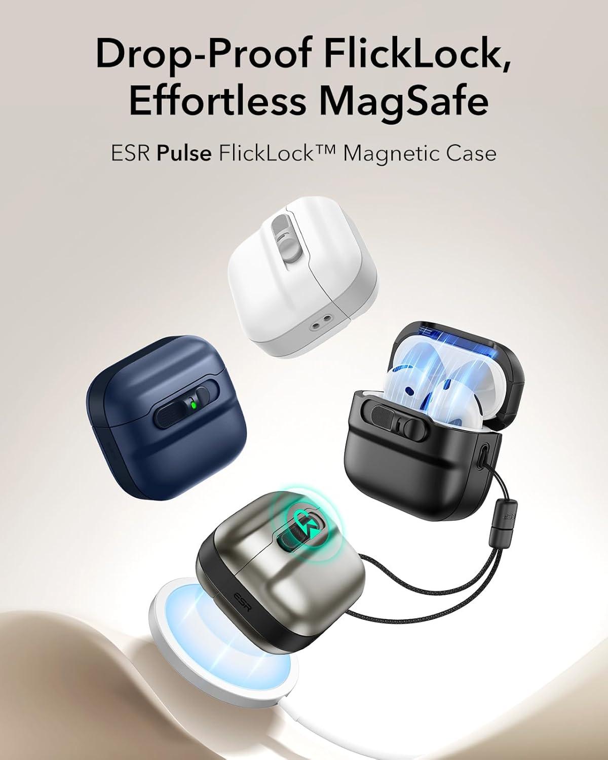 imageESR for AirPods Pro 3 Case 2025 Compatible with AirPods Pro 3 USBC Cable MagSafe Ready Magnetic Lid Lock Full Drop Protection Cover with Lanyard BlackBlack