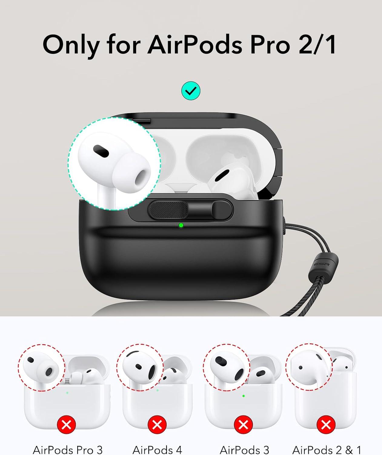 imageESR for AirPods Pro 3 Case 2025 Compatible with AirPods Pro 3 USBC Cable MagSafe Ready Magnetic Lid Lock Full Drop Protection Cover with Lanyard BlackBlack