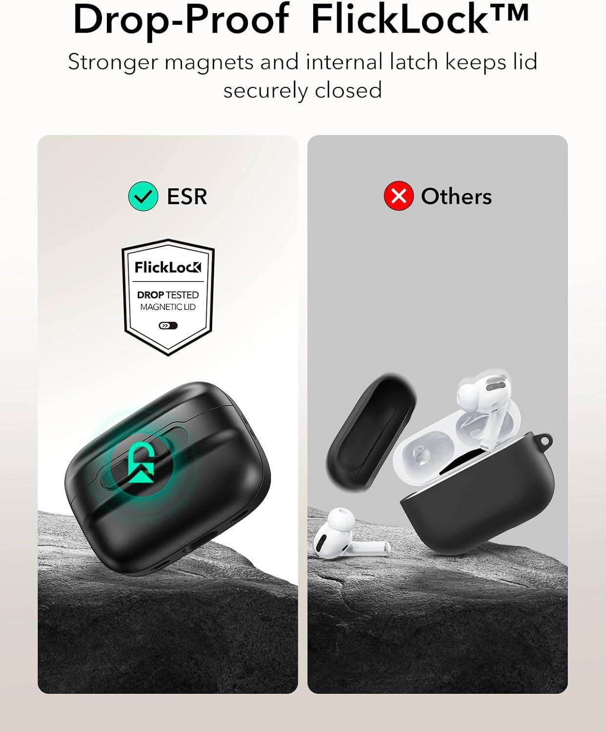 imageESR for AirPods Pro 3 Case 2025 Compatible with AirPods Pro 3 USBC Cable MagSafe Ready Magnetic Lid Lock Full Drop Protection Cover with Lanyard BlackBlack