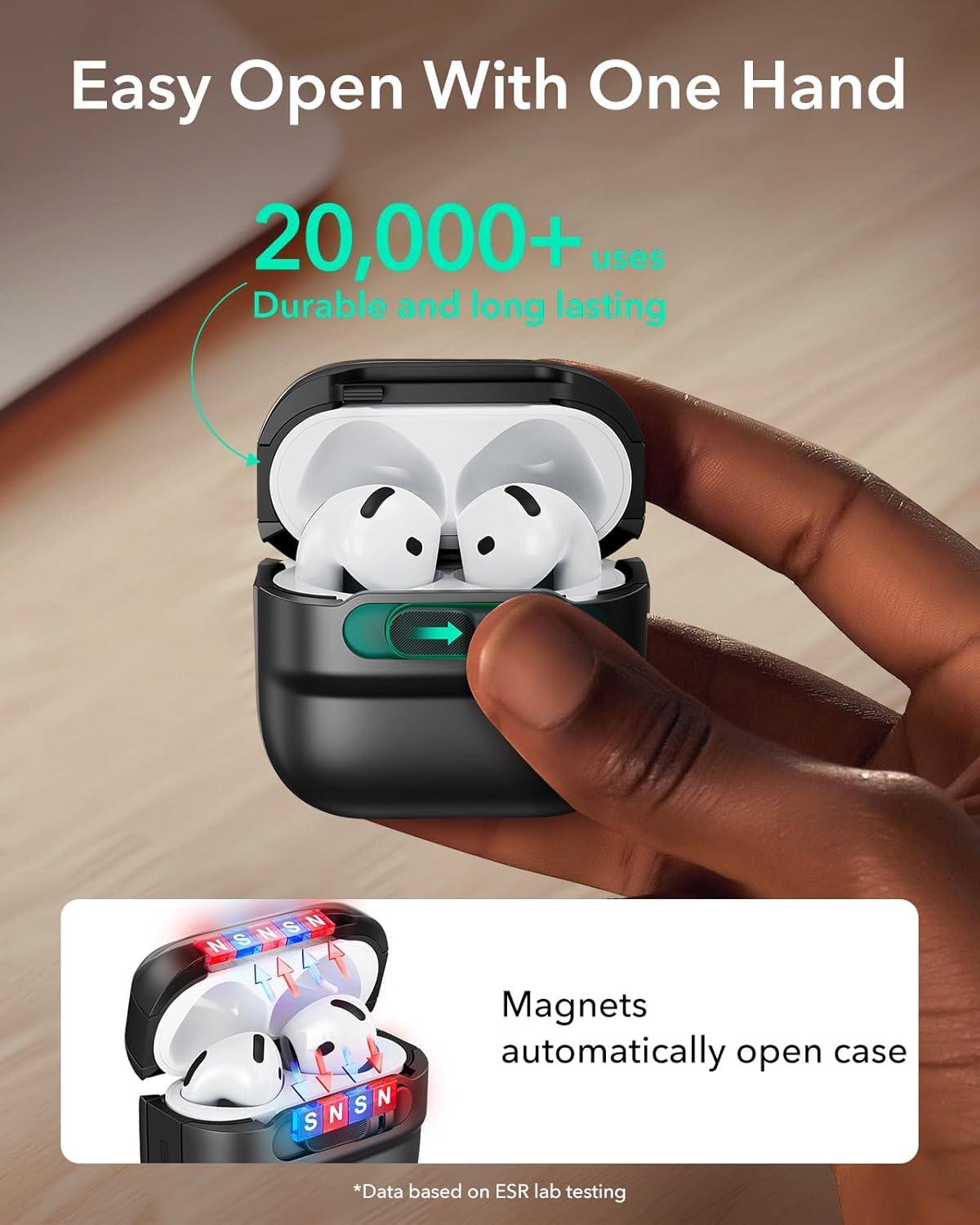 imageESR for AirPods Pro 3 Case 2025 Compatible with AirPods Pro 3 USBC Cable MagSafe Ready Magnetic Lid Lock Full Drop Protection Cover with Lanyard BlackBlack