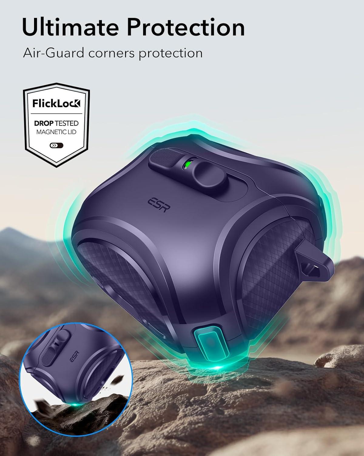 imageESR for AirPods Pro 3 Case 2025 Compatible with Airpods Pro 3rd Generation Case USBC Cable Effortless MagSafe DropProof Lock Easy Open Cyber Series BlackPurple