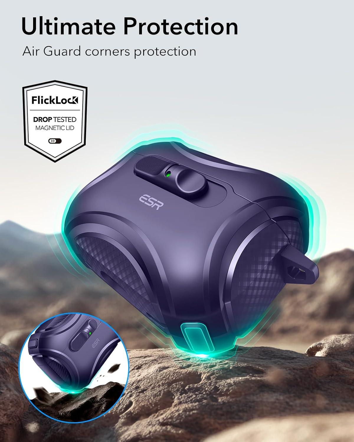 imageESR for AirPods Pro 3 Case 2025 Compatible with Airpods Pro 3rd Generation Case USBC Cable Effortless MagSafe DropProof Lock Easy Open Cyber Series BlackPurple