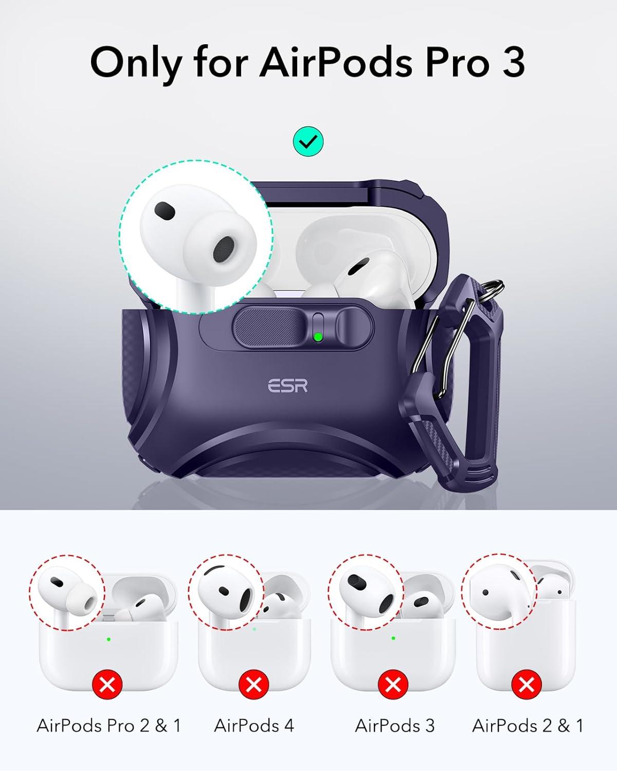imageESR for AirPods Pro 3 Case 2025 Compatible with Airpods Pro 3rd Generation Case USBC Cable Effortless MagSafe DropProof Lock Easy Open Cyber Series BlackPurple