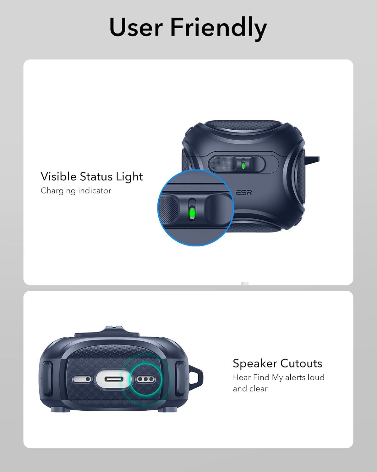 imageESR for AirPods Pro 3 Case 2025 Compatible with Airpods Pro 3rd Generation Case USBC Cable Effortless MagSafe DropProof Lock Easy Open Cyber Series BlackBlue