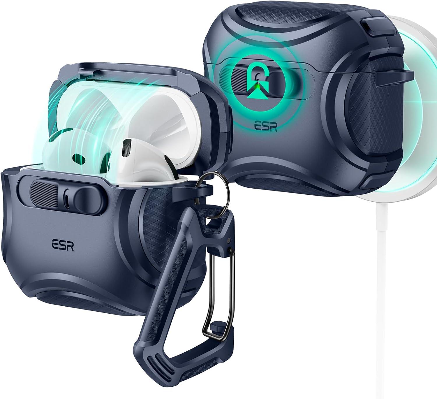 imageESR for AirPods Pro 3 Case 2025 Compatible with Airpods Pro 3rd Generation Case USBC Cable Effortless MagSafe DropProof Lock Easy Open Cyber Series BlackBlue