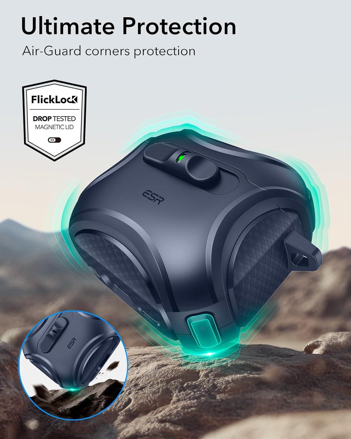 imageESR for AirPods Pro 3 Case 2025 Compatible with Airpods Pro 3rd Generation Case USBC Cable Effortless MagSafe DropProof Lock Easy Open Cyber Series BlackBlue