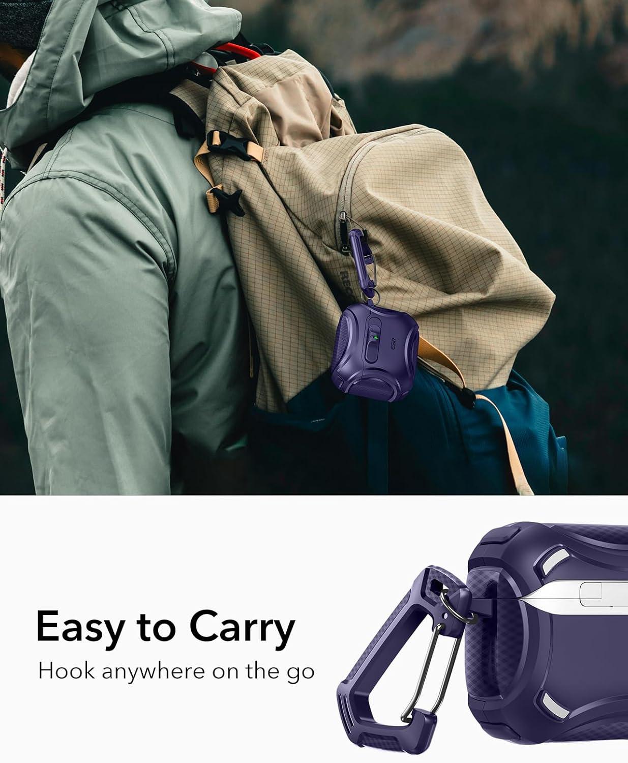 imageESR for AirPods Pro 3 Case 2025 Compatible with Airpods Pro 3rd Generation Case USBC Cable Effortless MagSafe DropProof Lock Easy Open Cyber Series BlackPurple