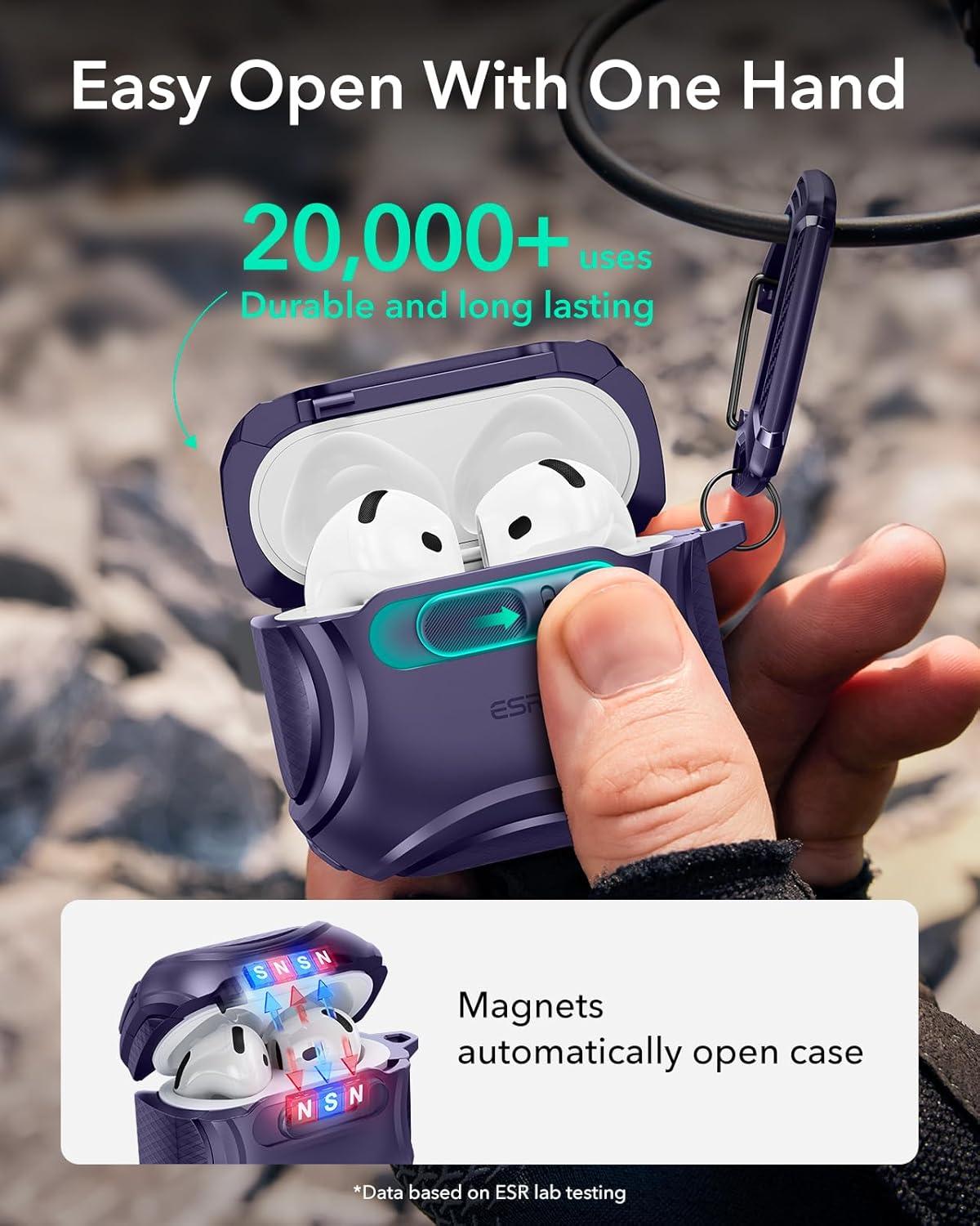 imageESR for AirPods Pro 3 Case 2025 Compatible with Airpods Pro 3rd Generation Case USBC Cable Effortless MagSafe DropProof Lock Easy Open Cyber Series BlackPurple