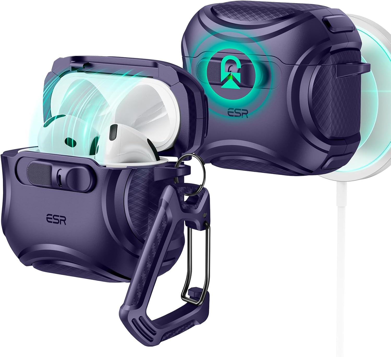 imageESR for AirPods Pro 3 Case 2025 Compatible with Airpods Pro 3rd Generation Case USBC Cable Effortless MagSafe DropProof Lock Easy Open Cyber Series BlackPurple