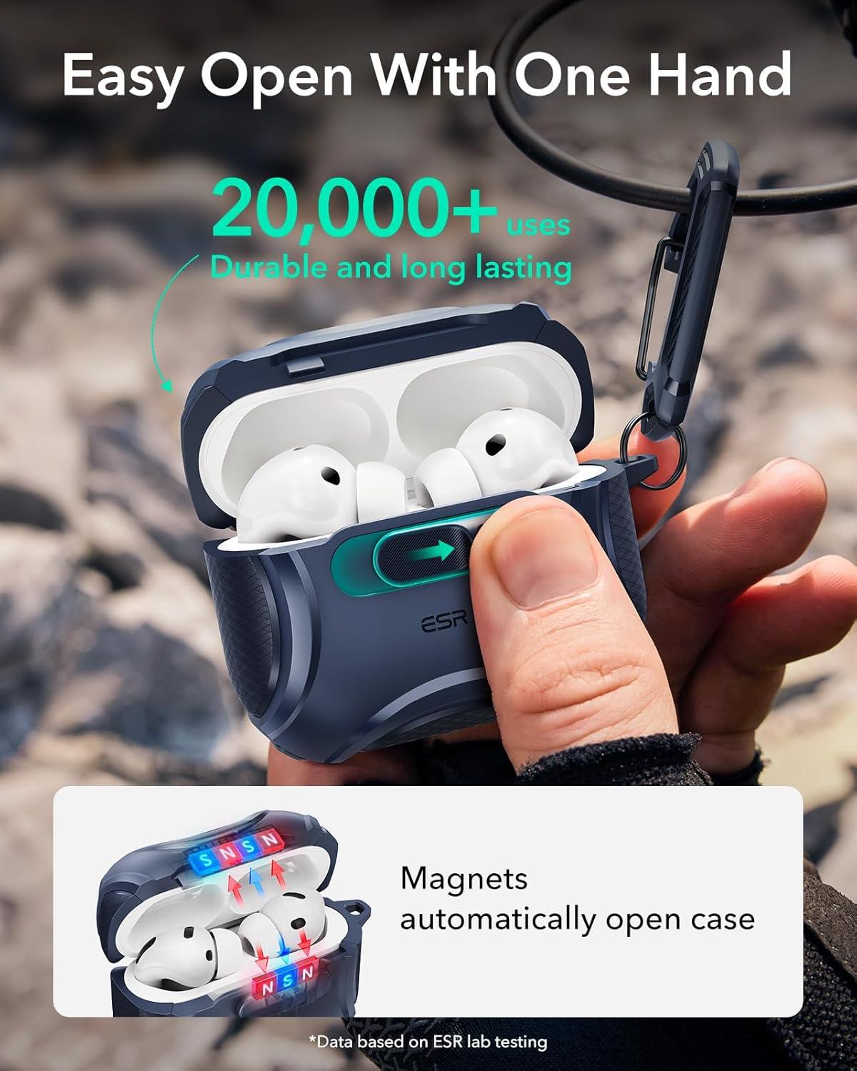 imageESR for AirPods Pro 3 Case 2025 Compatible with Airpods Pro 3rd Generation Case USBC Cable Effortless MagSafe DropProof Lock Easy Open Cyber Series BlackBlue