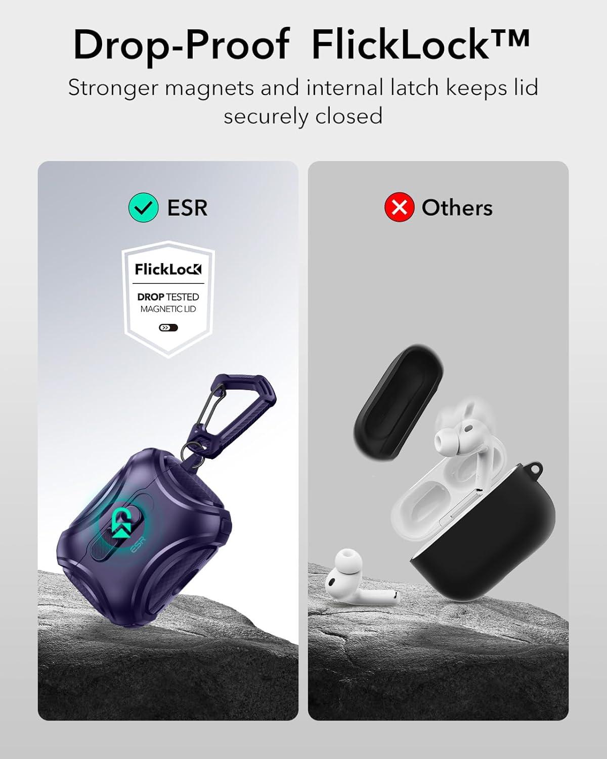 imageESR for AirPods Pro 3 Case 2025 Compatible with Airpods Pro 3rd Generation Case USBC Cable Effortless MagSafe DropProof Lock Easy Open Cyber Series BlackPurple