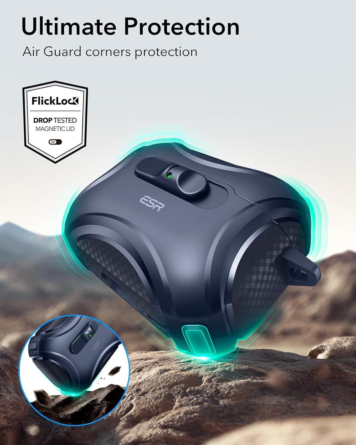 imageESR for AirPods Pro 3 Case 2025 Compatible with Airpods Pro 3rd Generation Case USBC Cable Effortless MagSafe DropProof Lock Easy Open Cyber Series BlackBlue