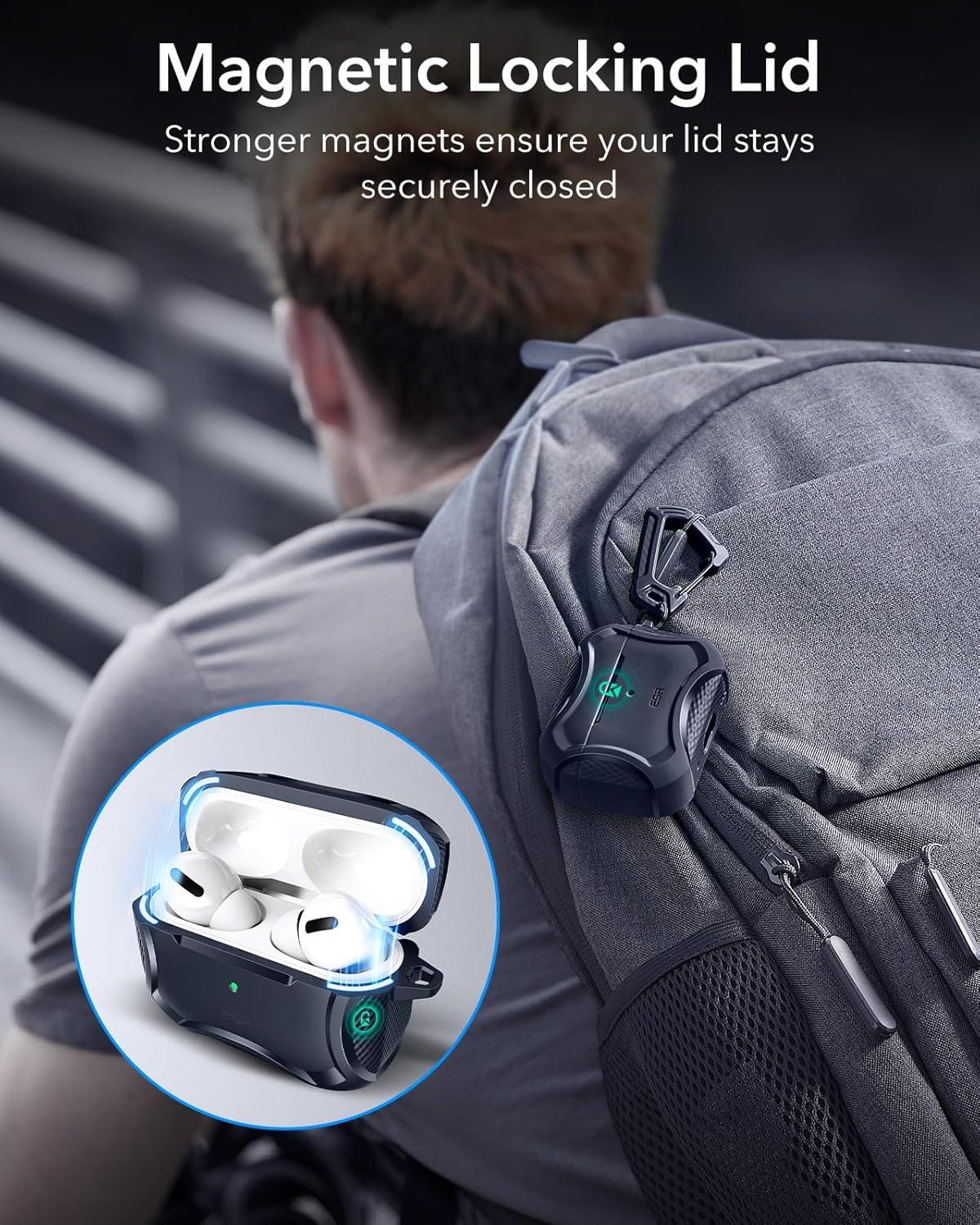 imageESR for AirPods Pro 3 Case 2025 Compatible with Airpods Pro 3rd Generation Case USBC Cable Magnetic Lid MagSafe Ready Powerful Drop Protection Cyber Series BlackNavy Blue