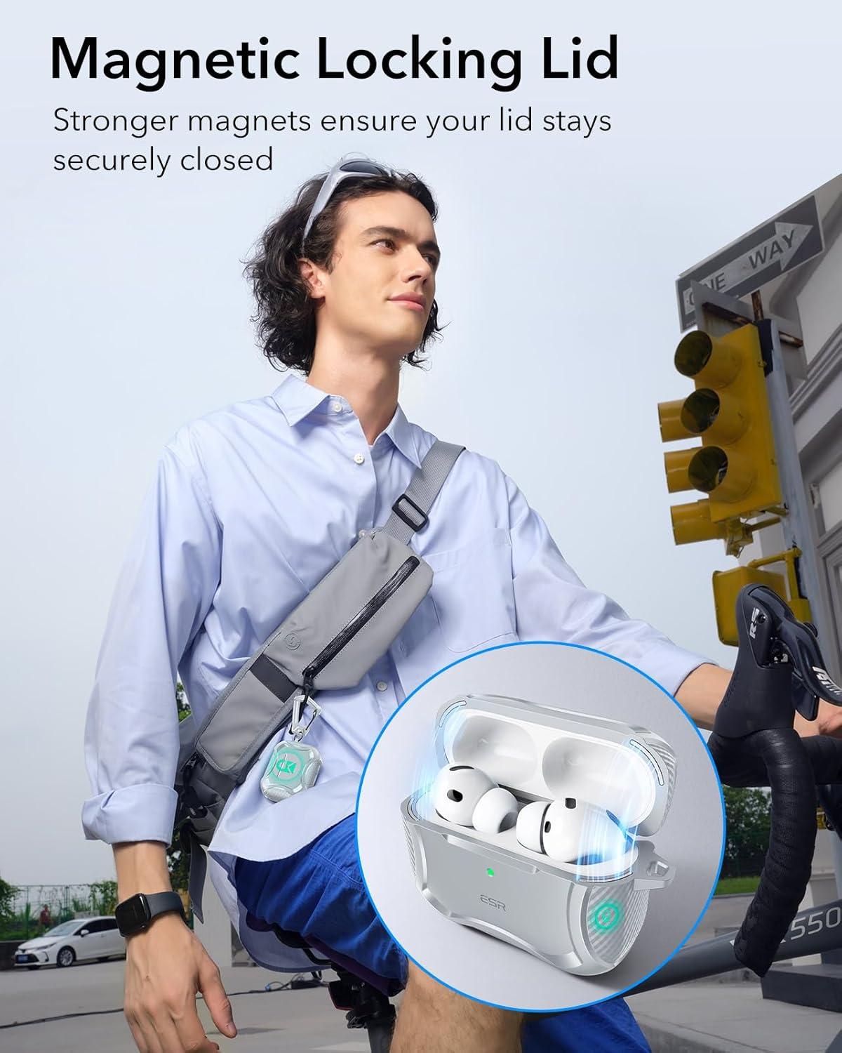 imageESR for AirPods Pro 3 Case 2025 Compatible with Airpods Pro 3rd Generation Case USBC Cable Magnetic Lid MagSafe Ready Powerful Drop Protection Cyber Series BlackGray