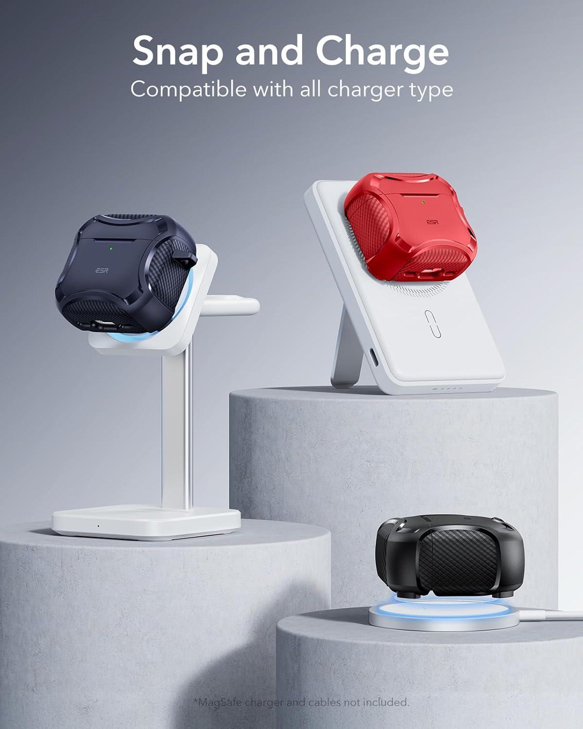 imageESR for AirPods Pro 3 Case 2025 Compatible with Airpods Pro 3rd Generation Case USBC Cable Magnetic Lid MagSafe Ready Powerful Drop Protection Cyber Series BlackRed