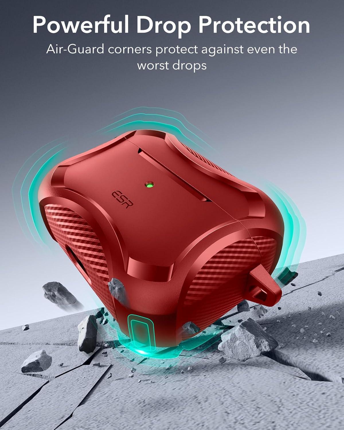 imageESR for AirPods Pro 3 Case 2025 Compatible with Airpods Pro 3rd Generation Case USBC Cable Magnetic Lid MagSafe Ready Powerful Drop Protection Cyber Series BlackRed