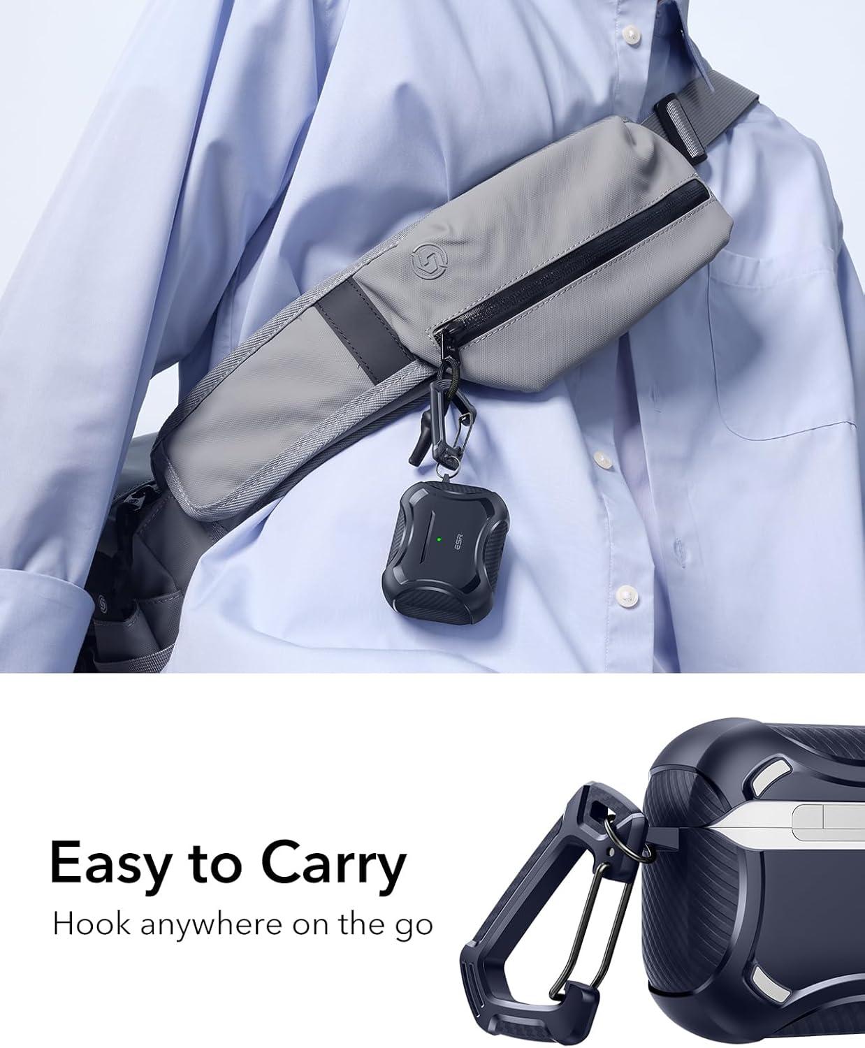 imageESR for AirPods Pro 3 Case 2025 Compatible with Airpods Pro 3rd Generation Case USBC Cable Magnetic Lid MagSafe Ready Powerful Drop Protection Cyber Series BlackNavy Blue