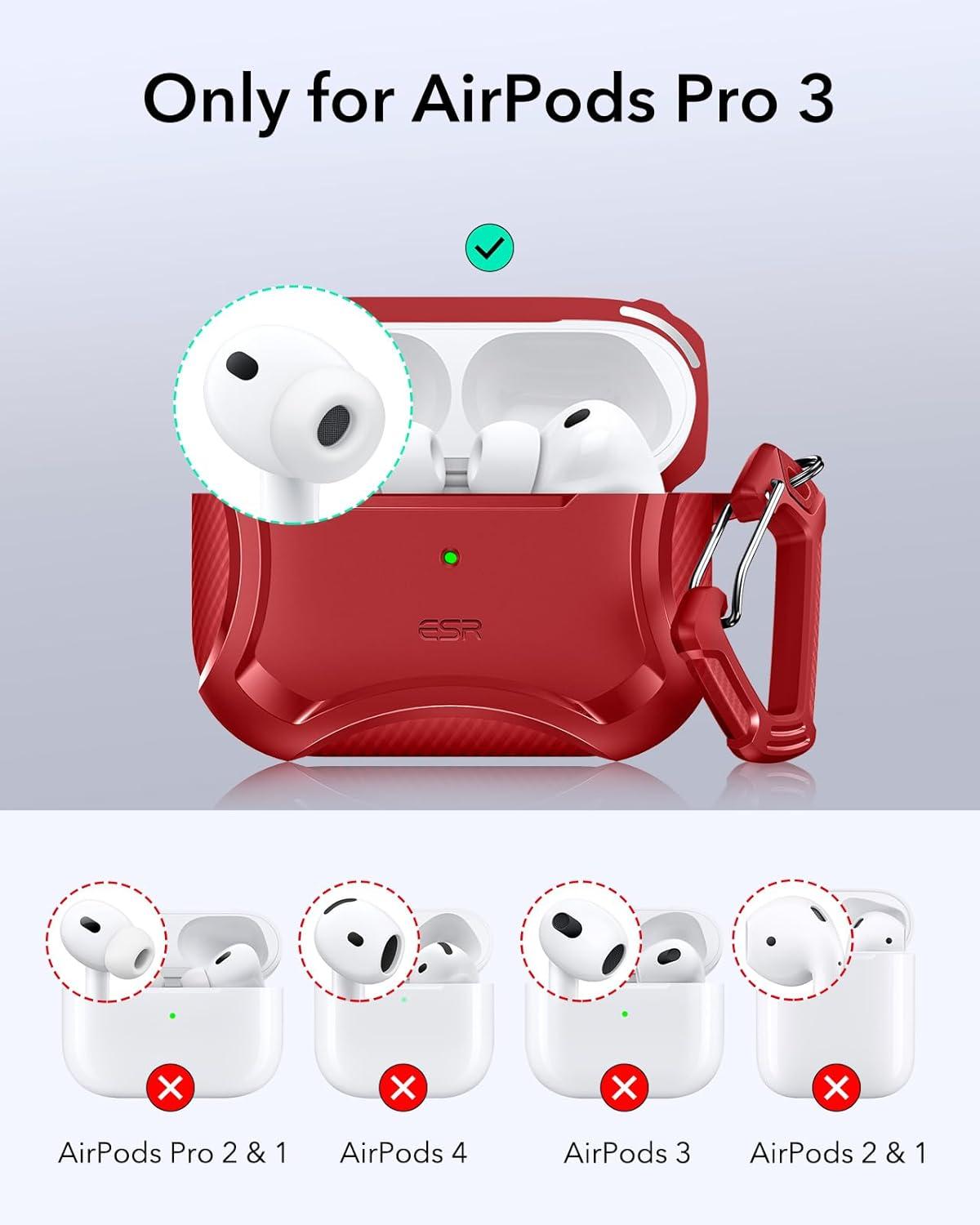 imageESR for AirPods Pro 3 Case 2025 Compatible with Airpods Pro 3rd Generation Case USBC Cable Magnetic Lid MagSafe Ready Powerful Drop Protection Cyber Series BlackRed