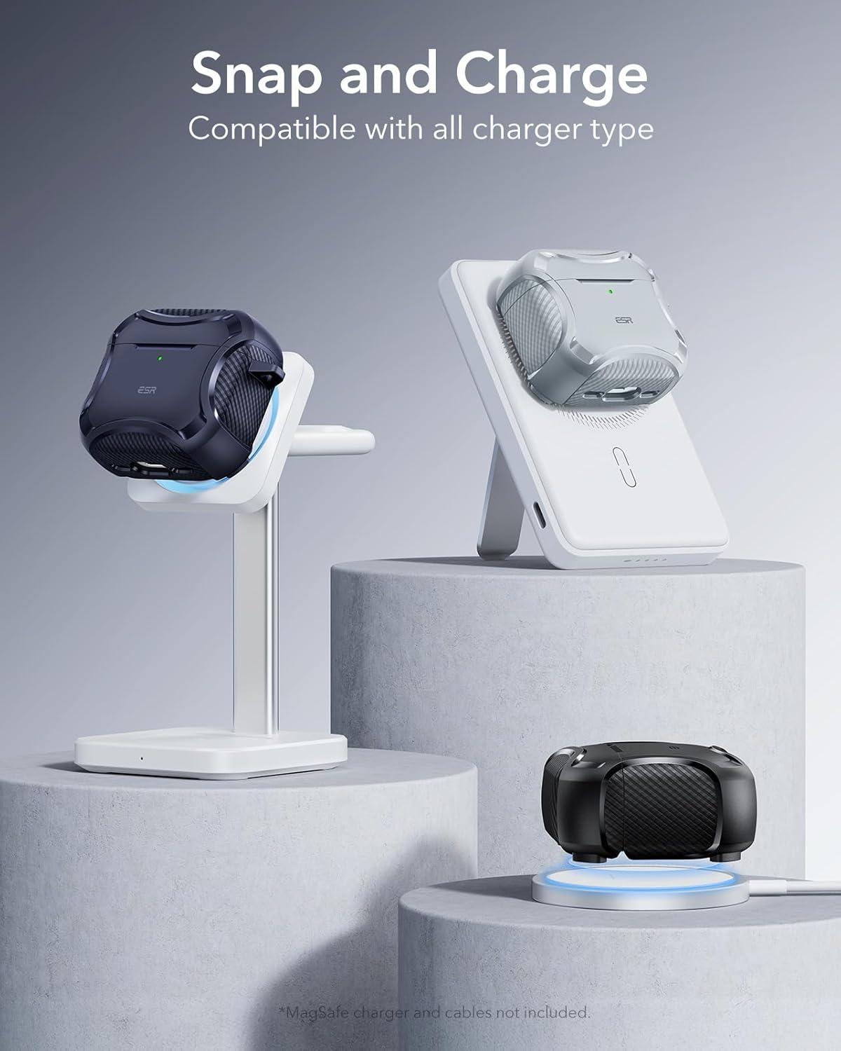 imageESR for AirPods Pro 3 Case 2025 Compatible with Airpods Pro 3rd Generation Case USBC Cable Magnetic Lid MagSafe Ready Powerful Drop Protection Cyber Series BlackGray