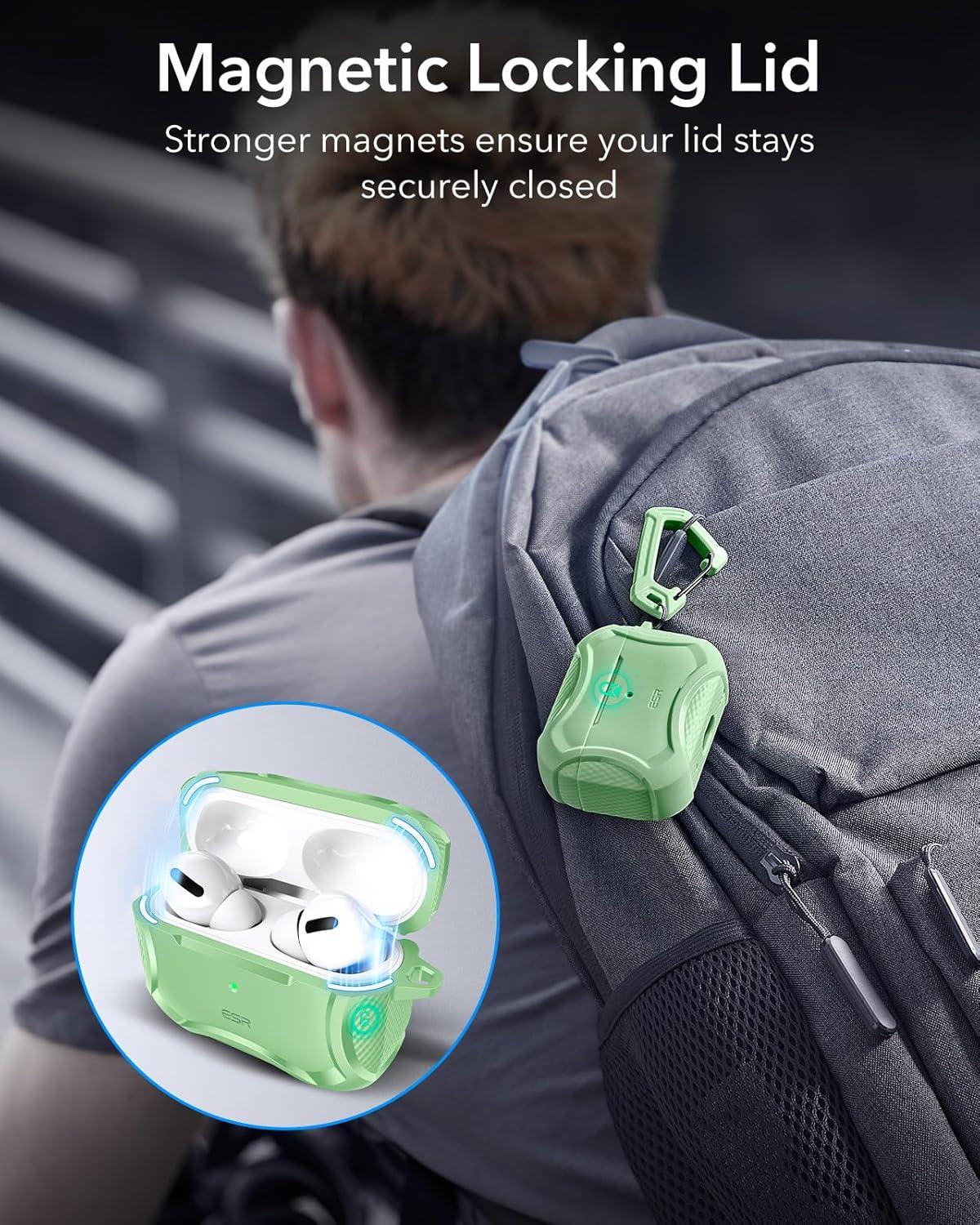 imageESR for AirPods Pro 3 Case 2025 Compatible with Airpods Pro 3rd Generation Case USBC Cable Magnetic Lid MagSafe Ready Powerful Drop Protection Cyber Series BlackLight Green