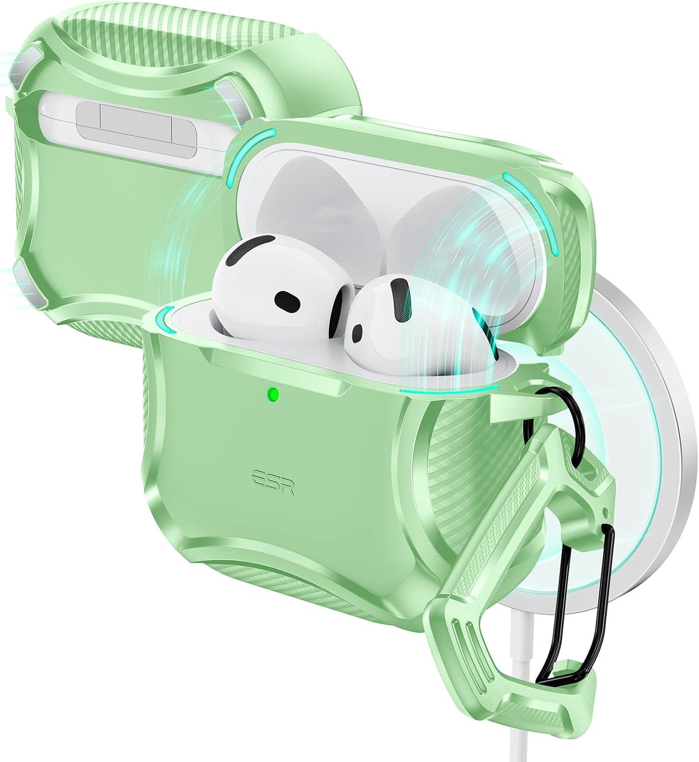 imageESR for AirPods Pro 3 Case 2025 Compatible with Airpods Pro 3rd Generation Case USBC Cable Magnetic Lid MagSafe Ready Powerful Drop Protection Cyber Series BlackLight Green