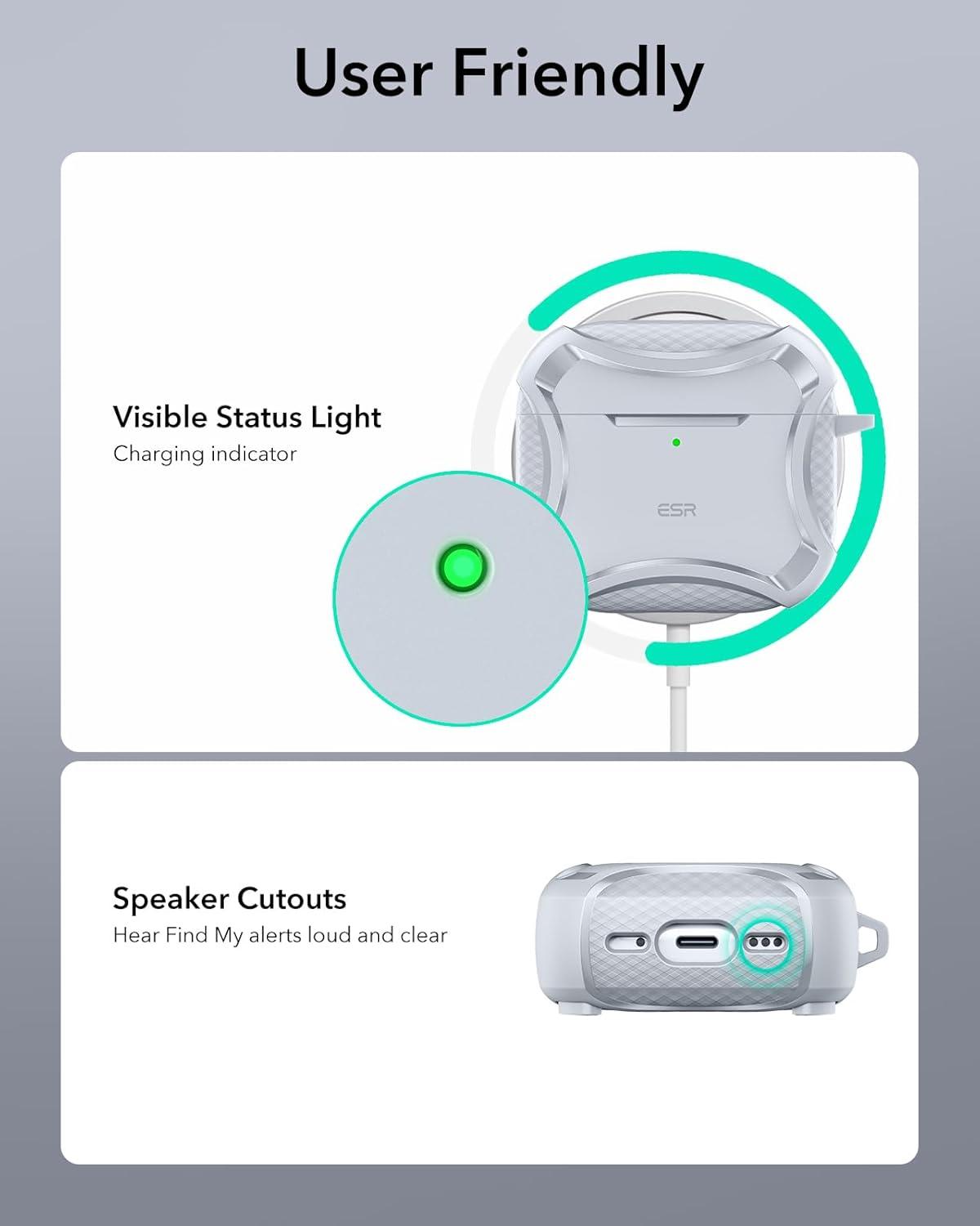 imageESR for AirPods Pro 3 Case 2025 Compatible with Airpods Pro 3rd Generation Case USBC Cable Magnetic Lid MagSafe Ready Powerful Drop Protection Cyber Series BlackGray