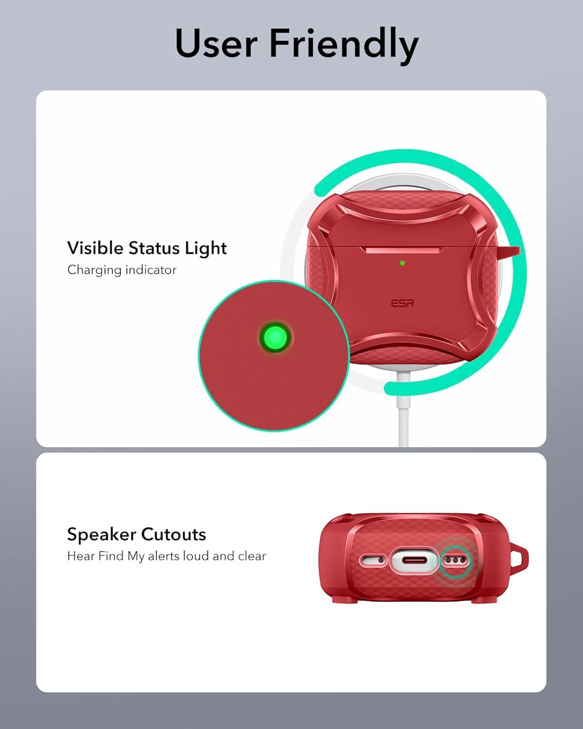 imageESR for AirPods Pro 3 Case 2025 Compatible with Airpods Pro 3rd Generation Case USBC Cable Magnetic Lid MagSafe Ready Powerful Drop Protection Cyber Series BlackRed