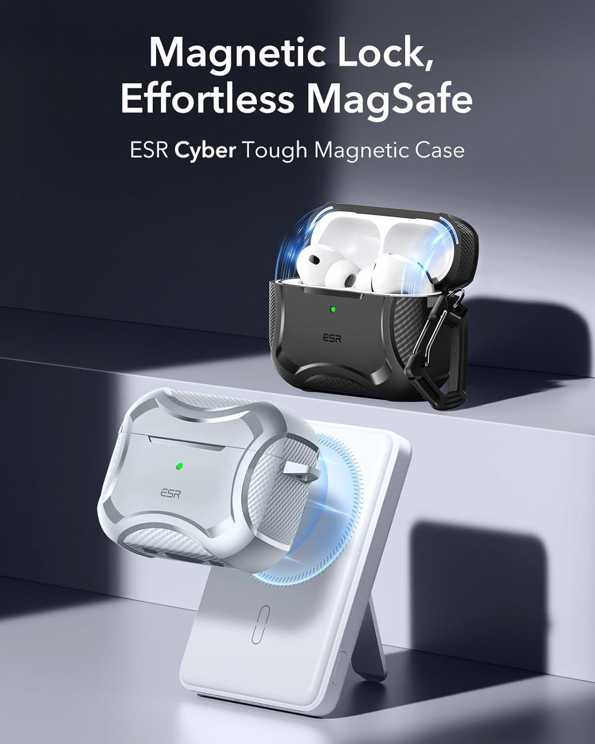 imageESR for AirPods Pro 3 Case 2025 Compatible with Airpods Pro 3rd Generation Case USBC Cable Magnetic Lid MagSafe Ready Powerful Drop Protection Cyber Series BlackGray