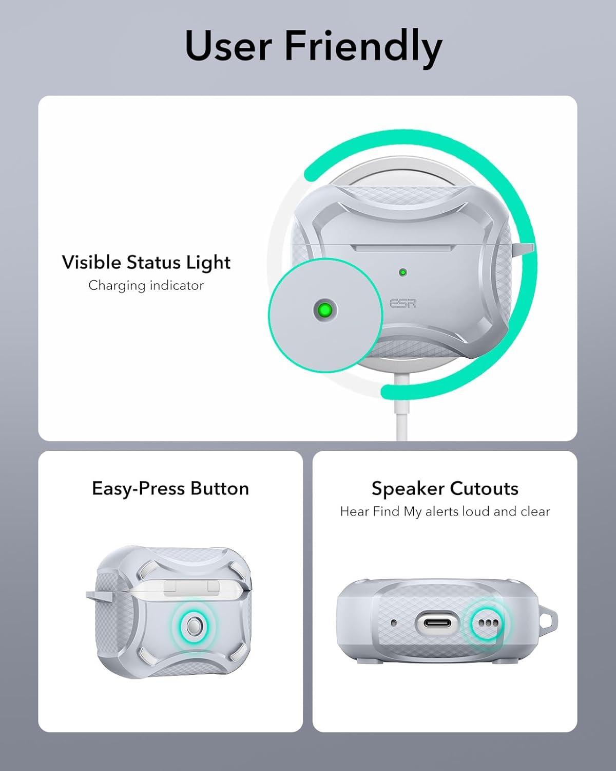 imageESR for AirPods Pro 3 Case 2025 Compatible with Airpods Pro 3rd Generation Case USBC Cable Magnetic Lid MagSafe Ready Powerful Drop Protection Cyber Series BlackGray