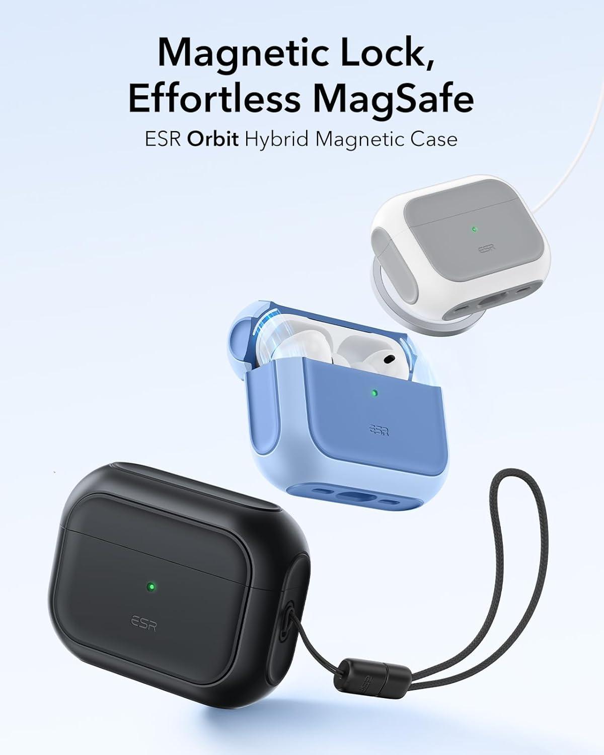 imageESR for AirPods Pro 3 Case Compatible with AirPods Pro 3rd Generation Case 2025 Compatible with MagSafe Full Drop Protection Cover with Lanyard BlackBlack