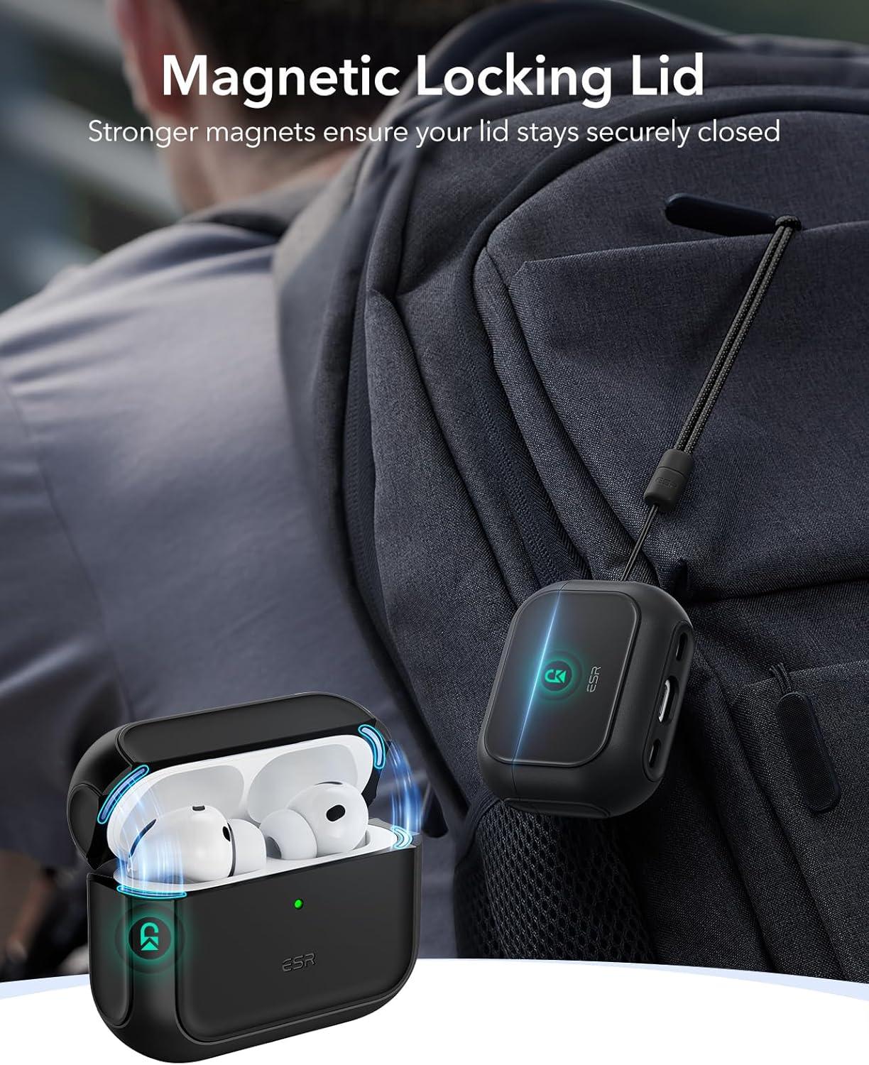 imageESR for AirPods Pro 3 Case Compatible with AirPods Pro 3rd Generation Case 2025 Compatible with MagSafe Full Drop Protection Cover with Lanyard BlackBlack