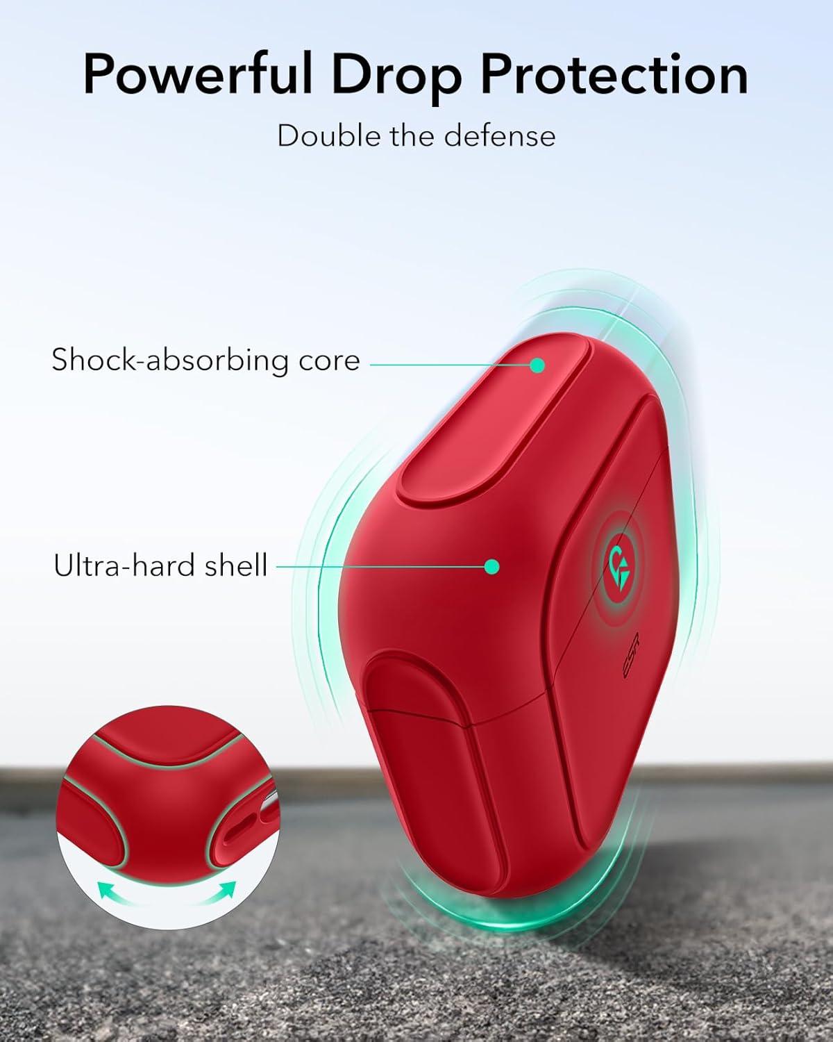 imageESR for AirPods Pro 3 Case Compatible with AirPods Pro 3rd Generation Case 2025 Compatible with MagSafe Full Drop Protection Cover with Lanyard BlackRed